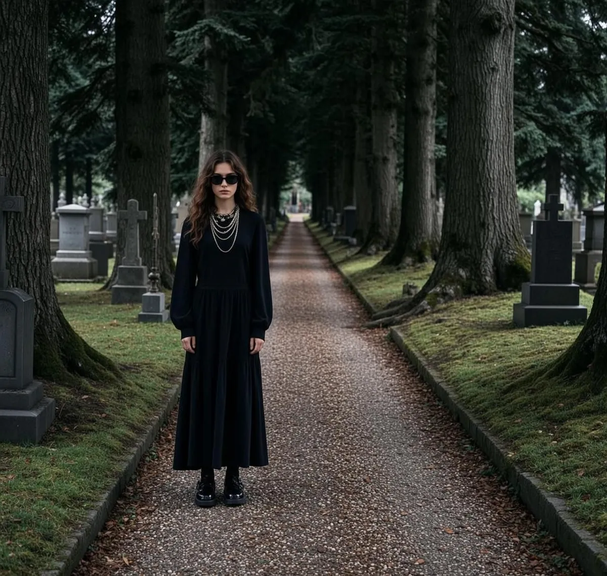 Sunglasses And Necklace In Cemetery