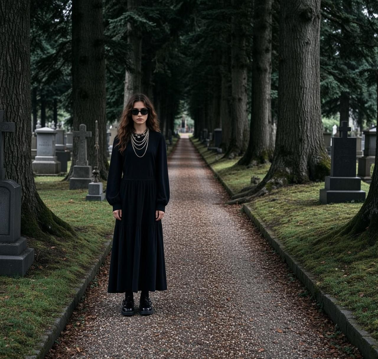 Cemetery Black Dress Portrait