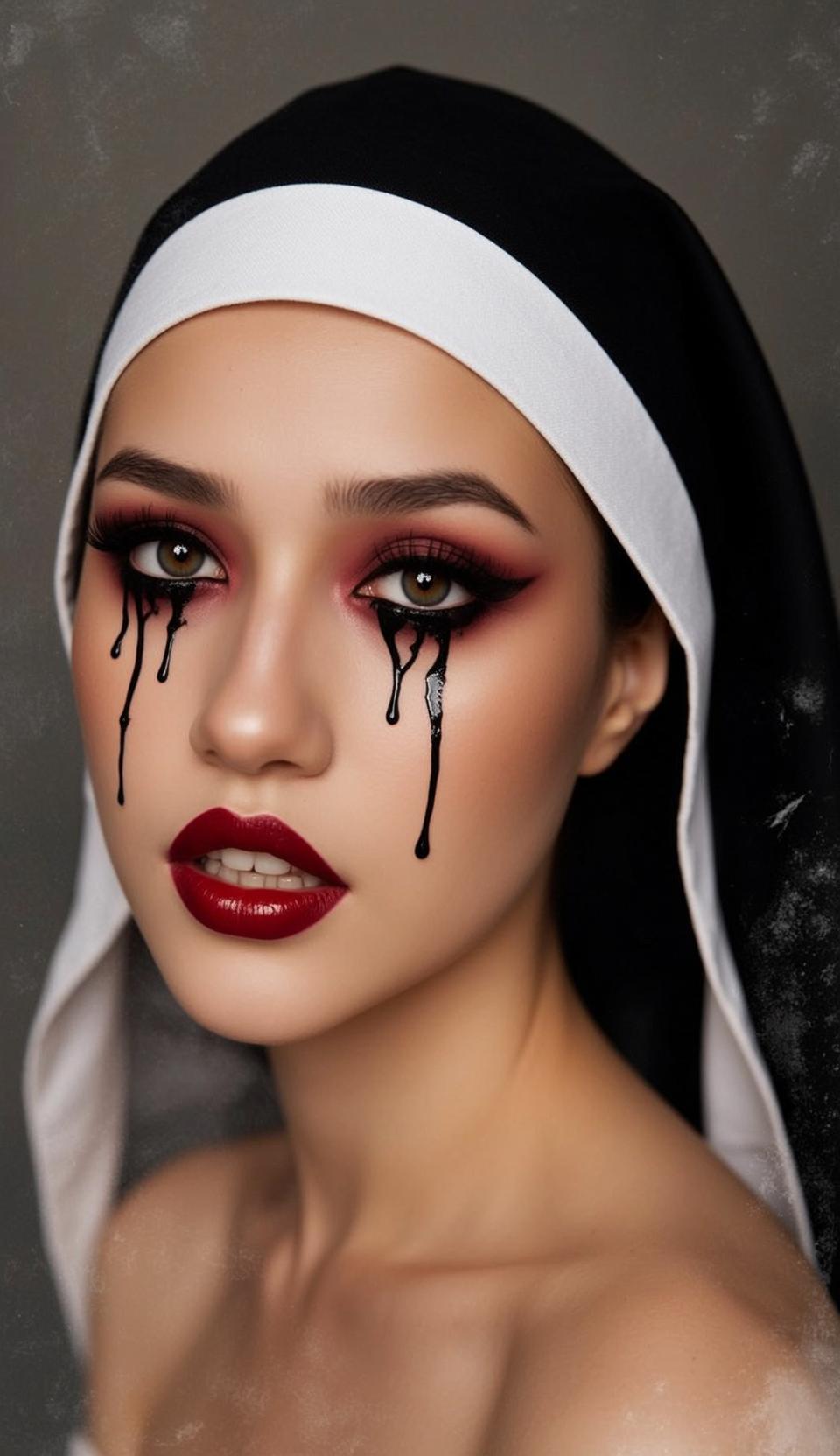 Halloween Makeup Young Dark Brown Fair Nun