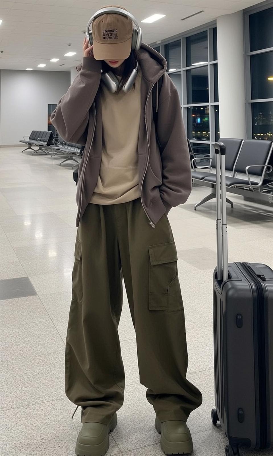 Skater Tan Hoodie Brown Zip-up Olive Green