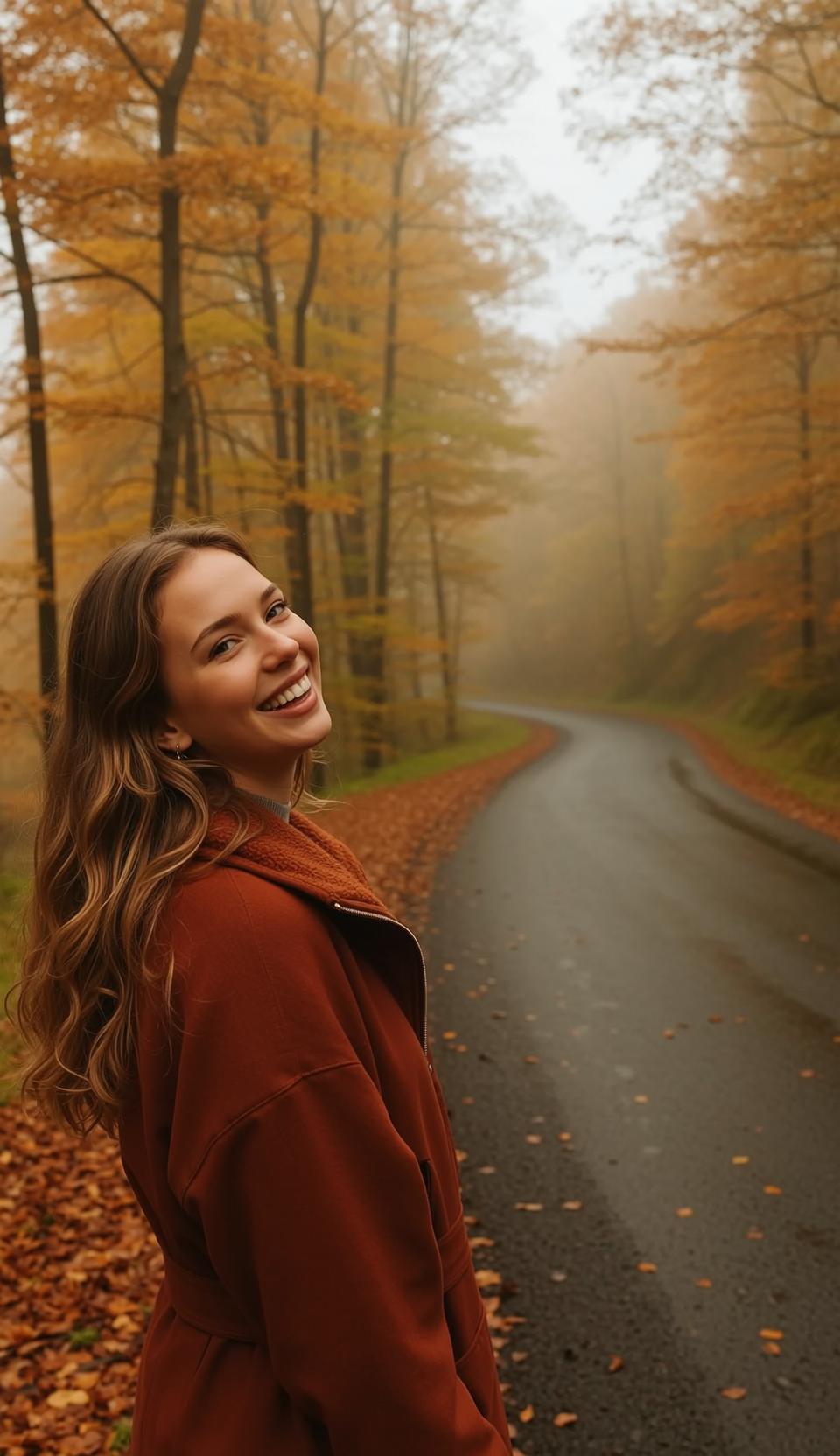 Rust Jacket Autumn Road