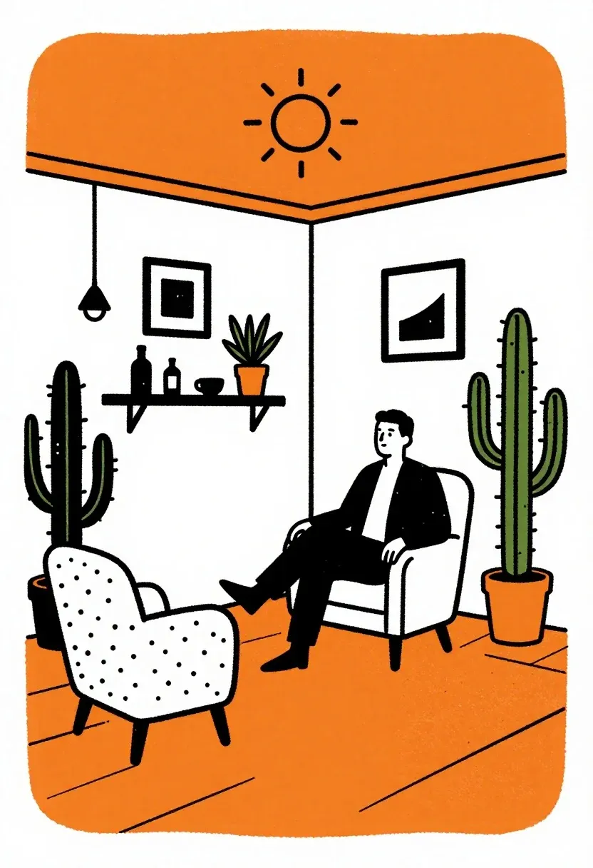 Flat Cutout Illustration Surreal Living Room Interior With High Contrast