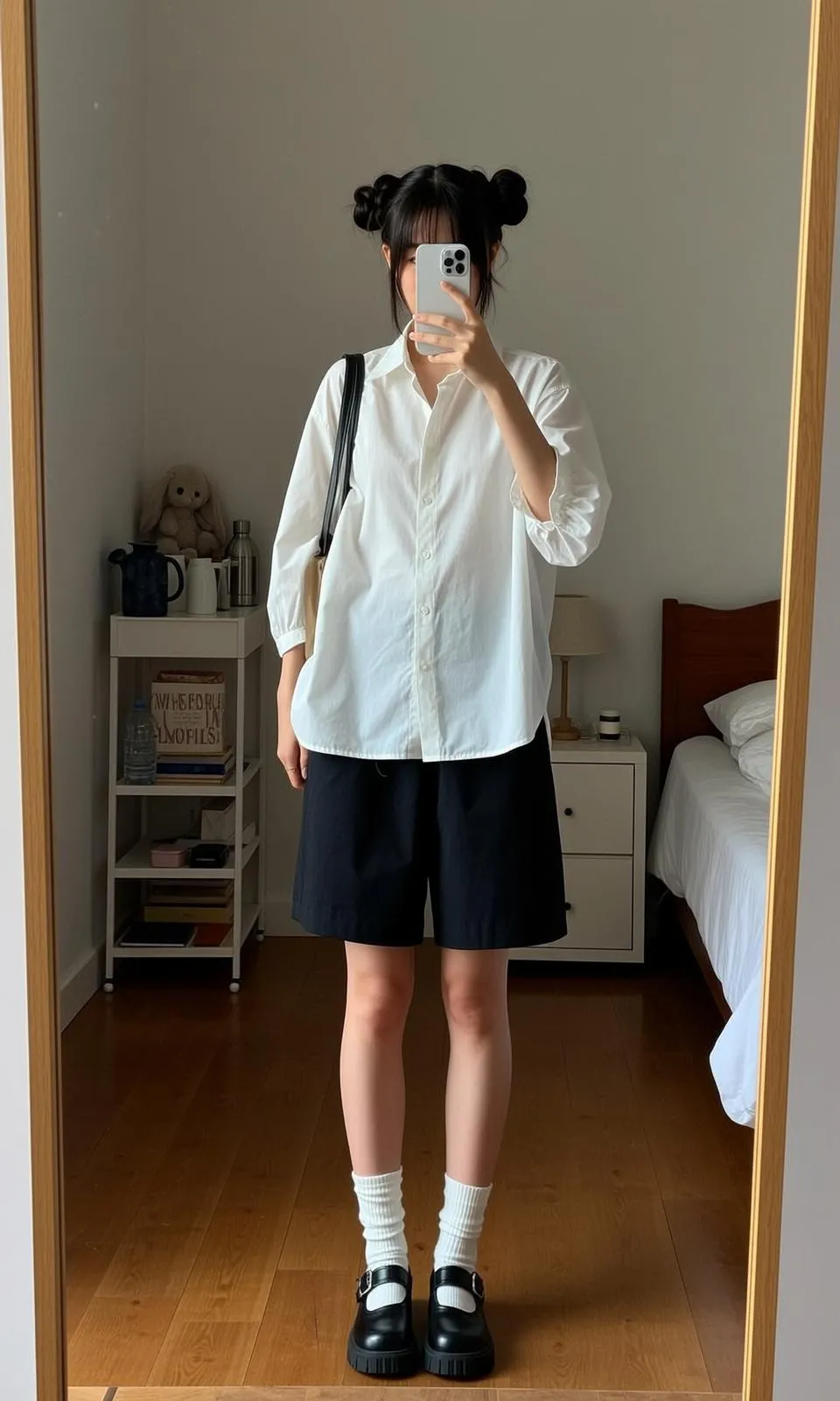 Casual Young Black Two Buns Fair Oversized