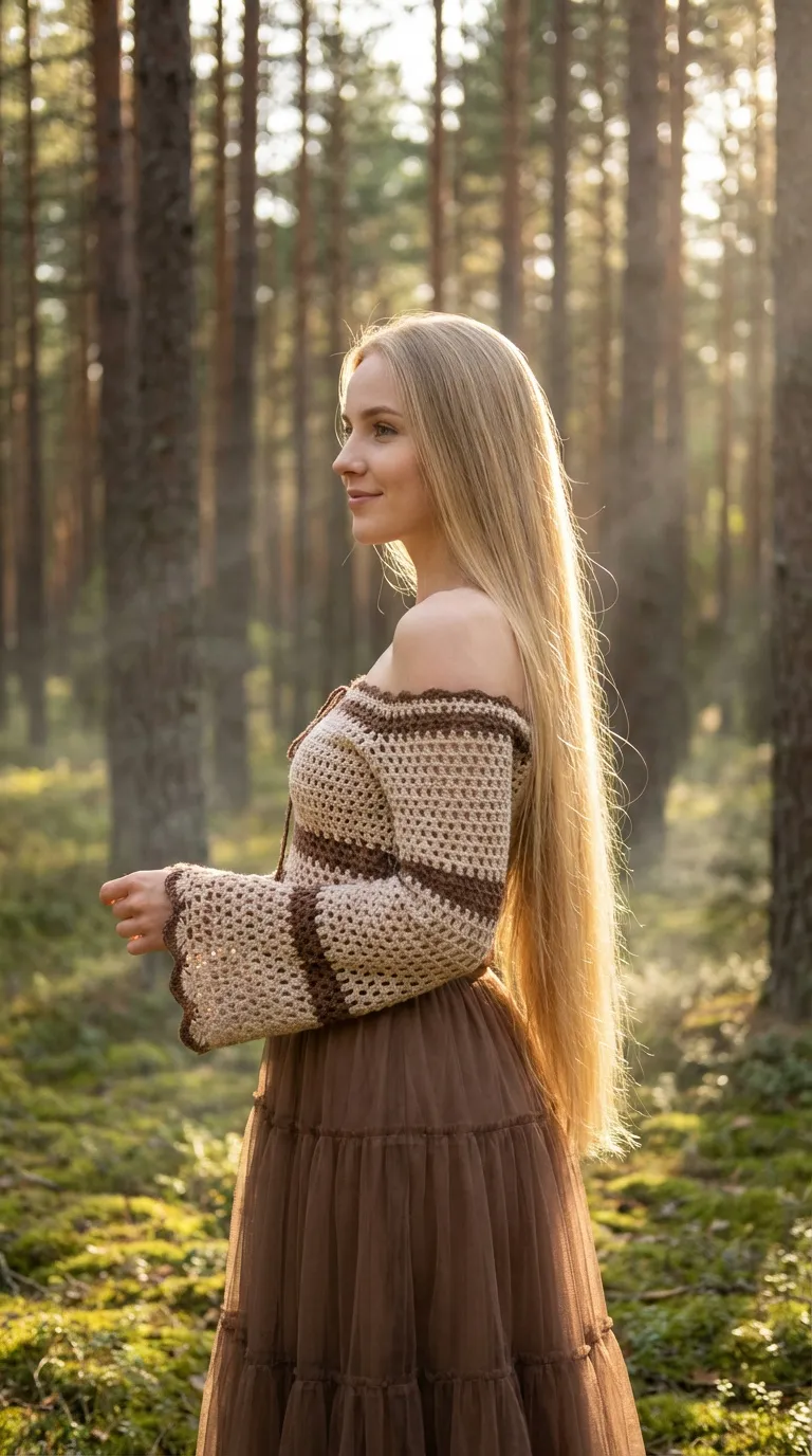Golden Hour Boho Forest Fashion Shot