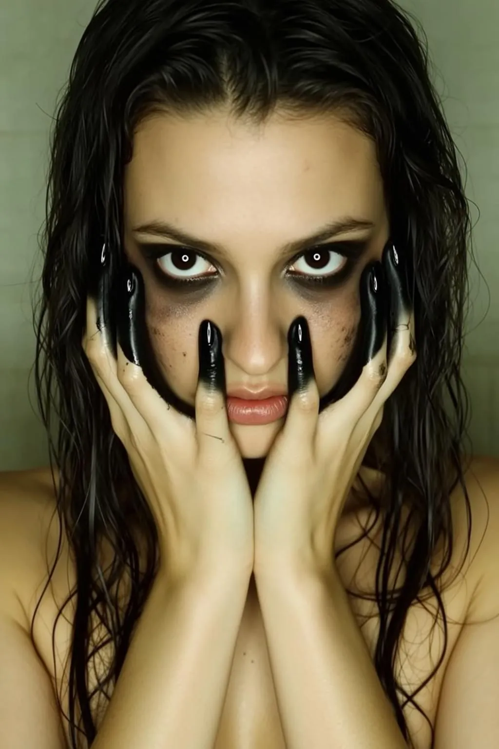 Halloween Makeup Young Long Wet Dark Brown