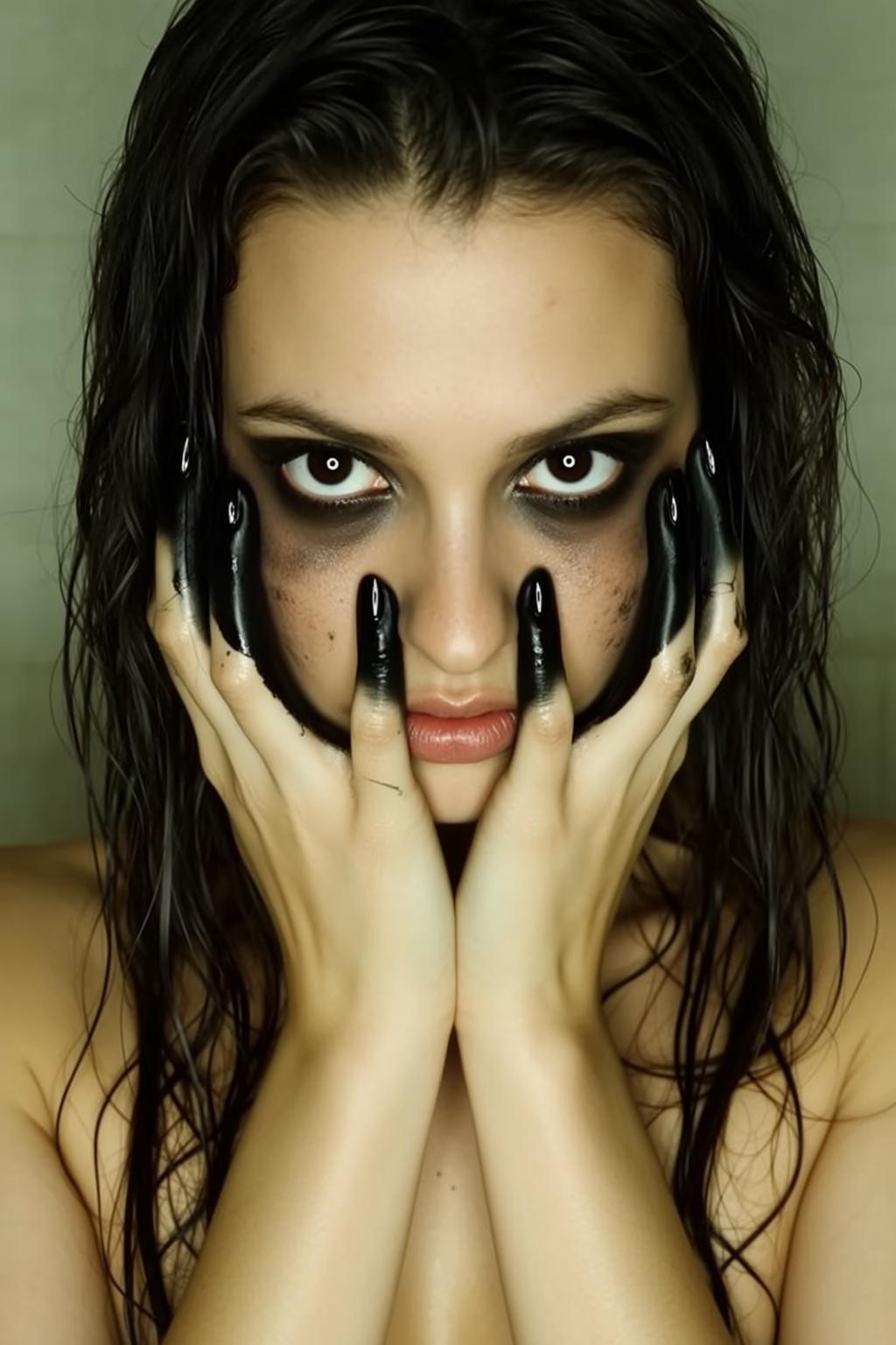 Halloween Makeup Young Long Wet Dark Brown