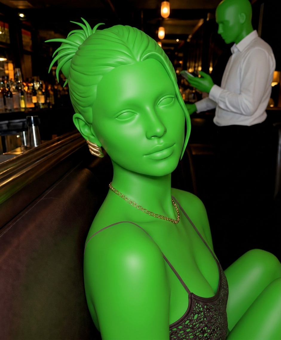 Template for Dimly Lit Bar Portrait White Shirt Background