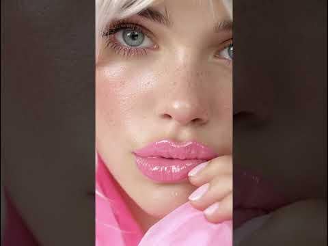 Pale Skin Freckles Pink Lipstick Close Up