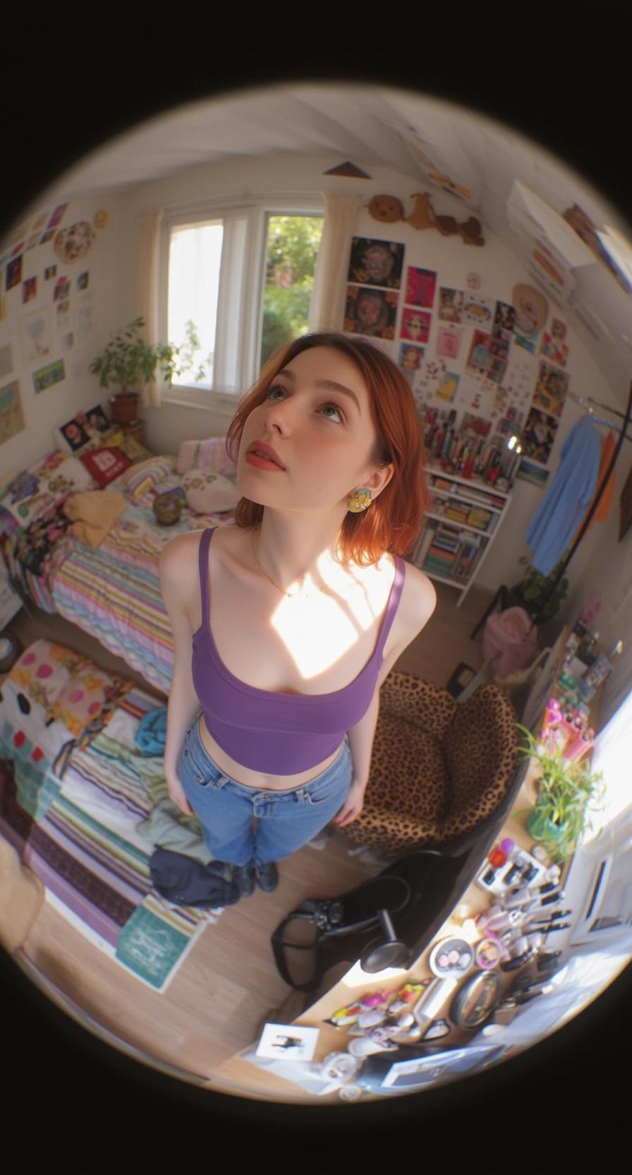 Purple Crop Top Bedroom Portrait
