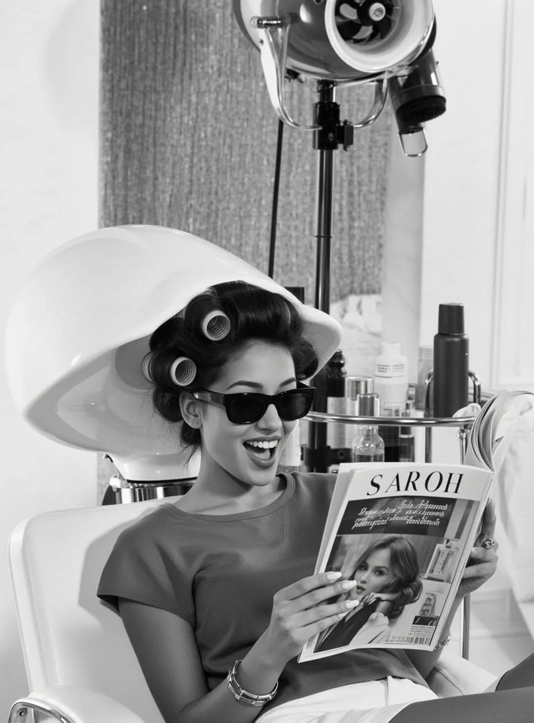 Sunglasses And Bracelets And Rings And Manicure In Styled Portrait