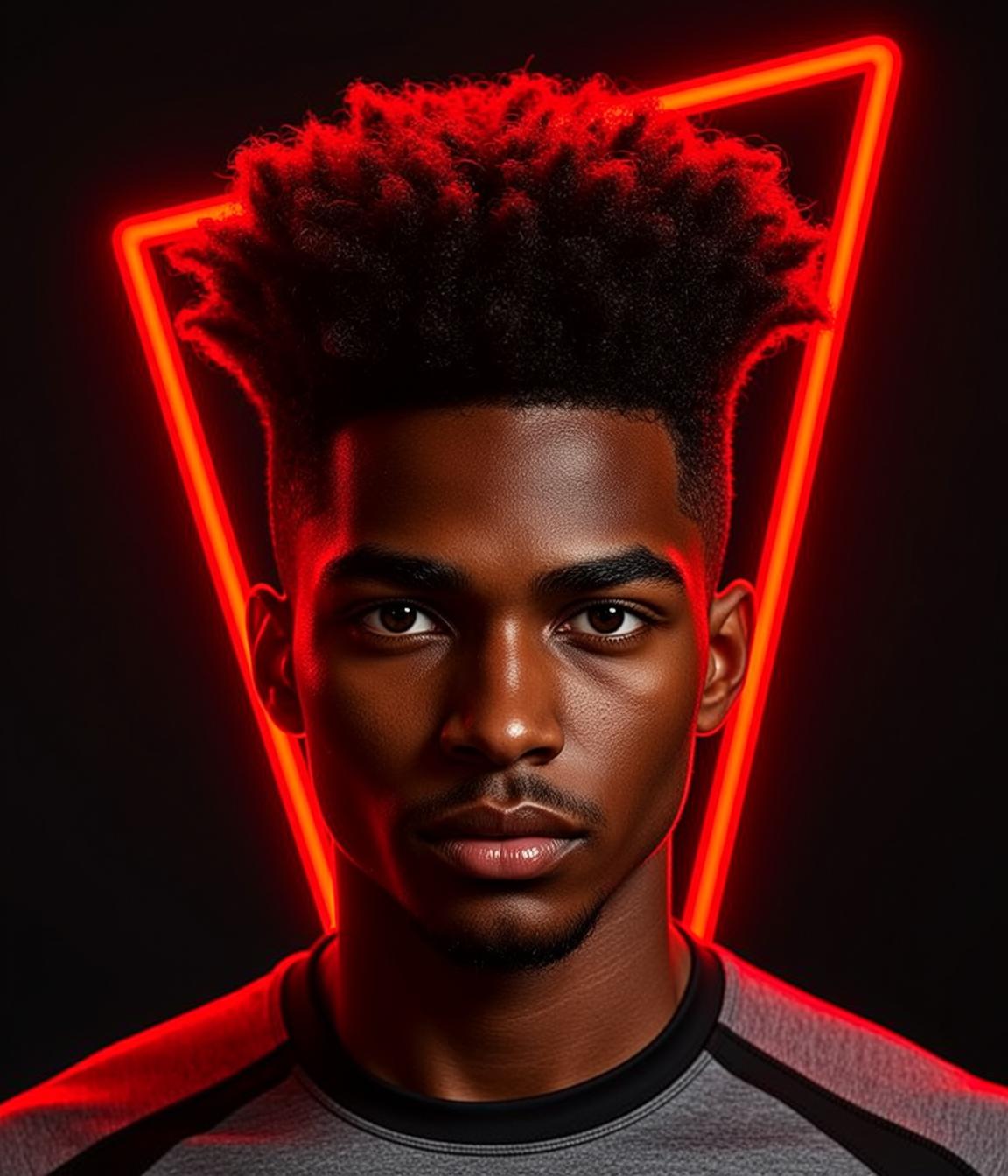 Red Triangle Neon Portrait