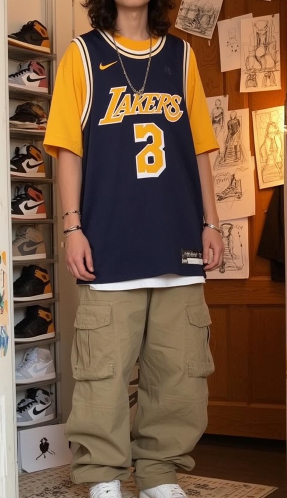 Skater Long Dark Wavy Pale Yellow T-shirt