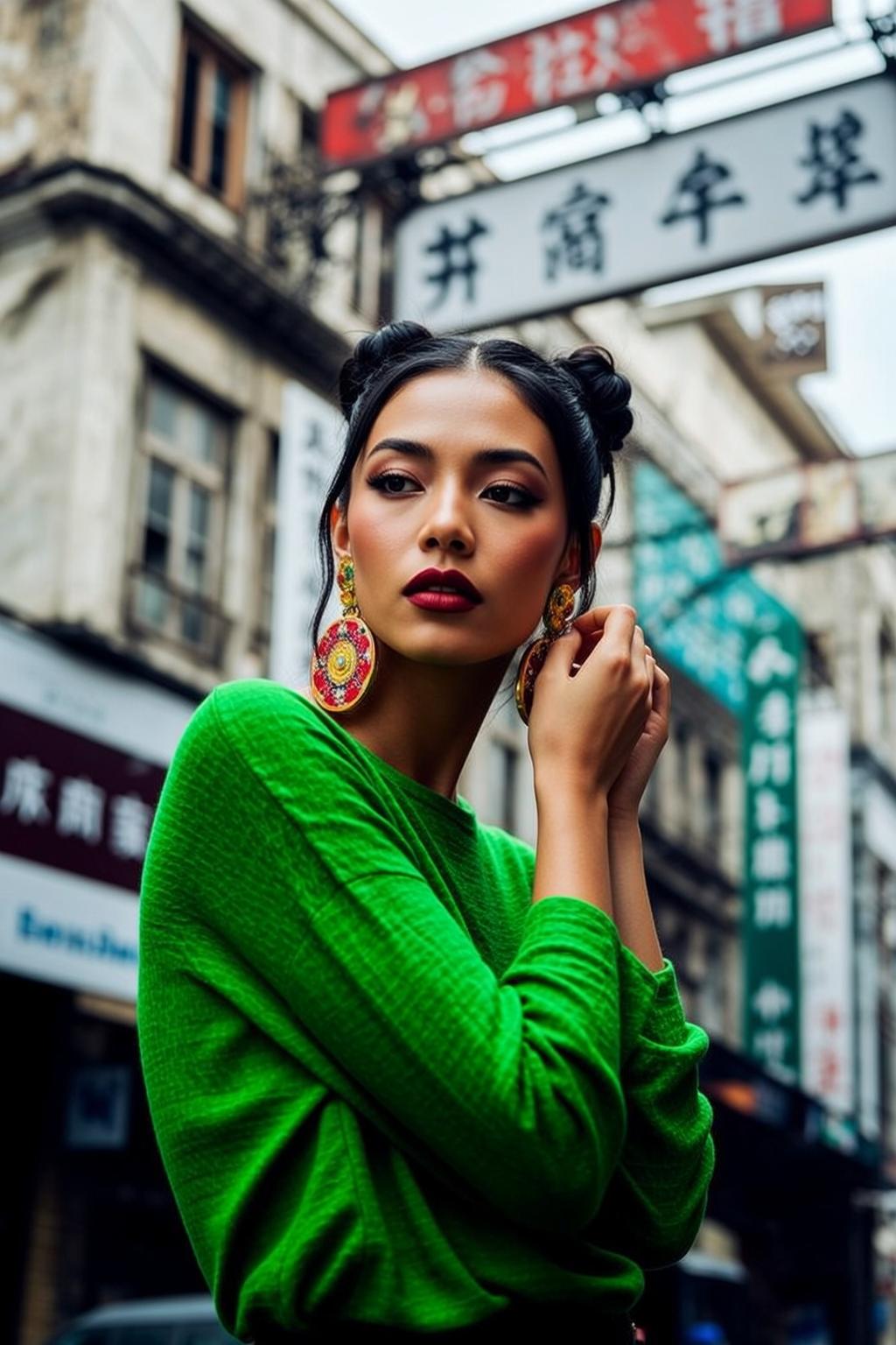 Emerald Green Top Urban Street Earrings