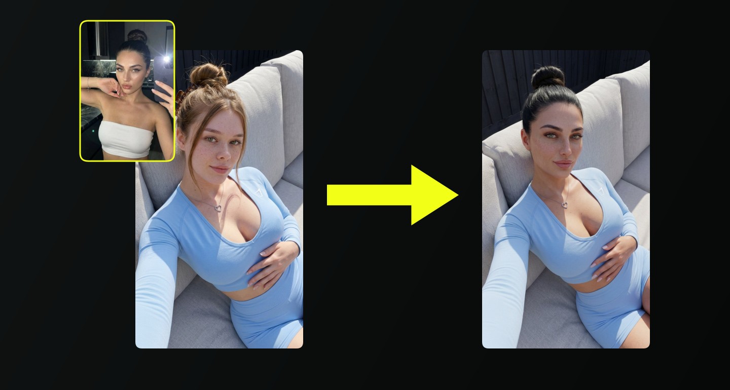 Lily remix walkthrough for Blue Athletic Set Selfie on Outdoor Sofa
