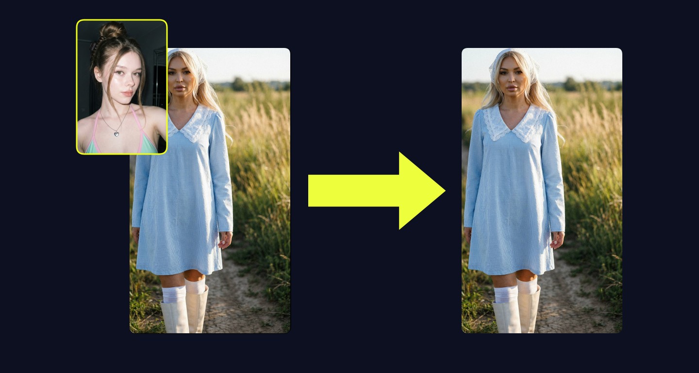 Mila remix walkthrough for Girl Blue Checkered Dress Lace Headscarf Field Daylight