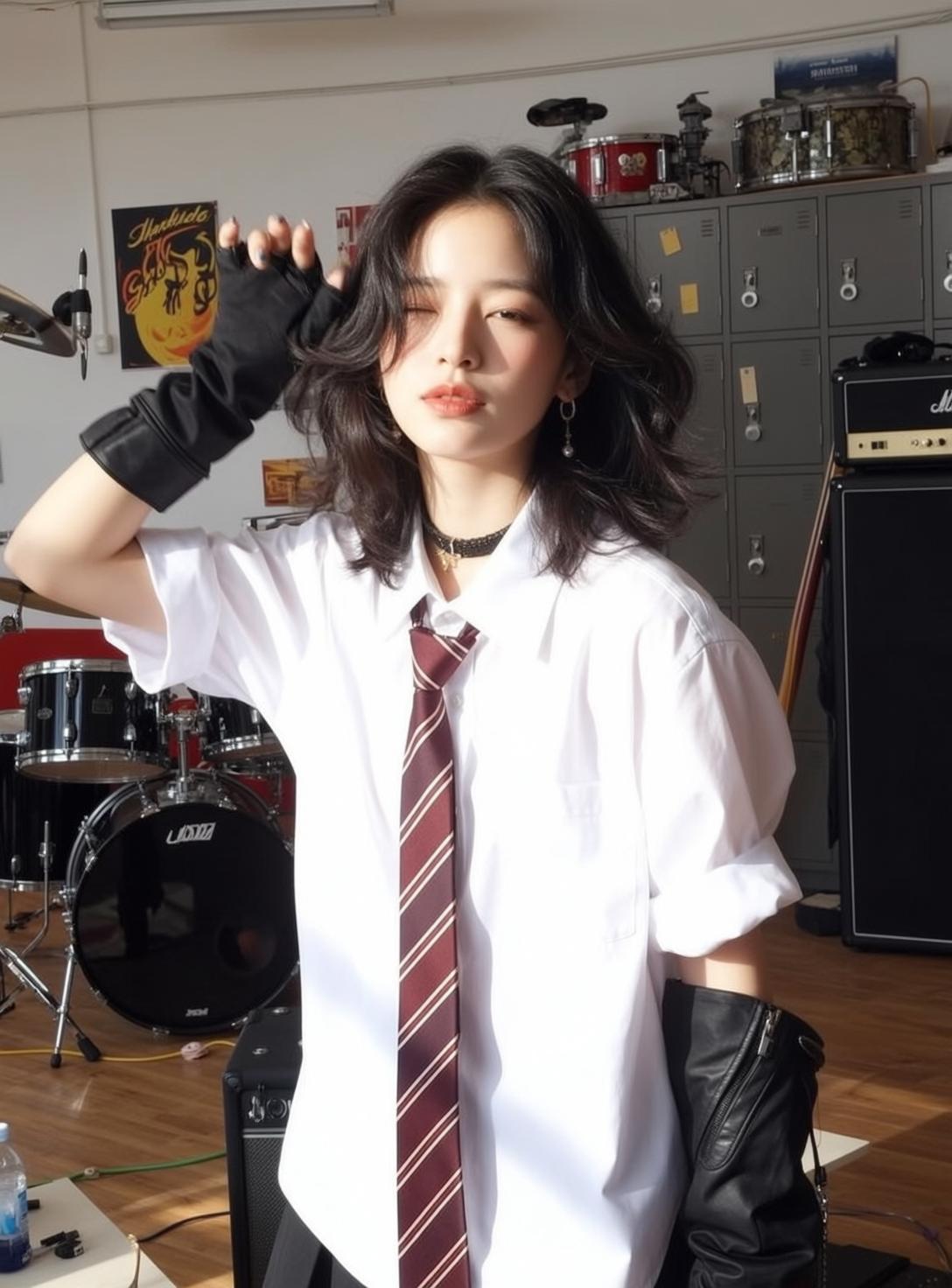 Shirt Tie Leather Gloves Locker