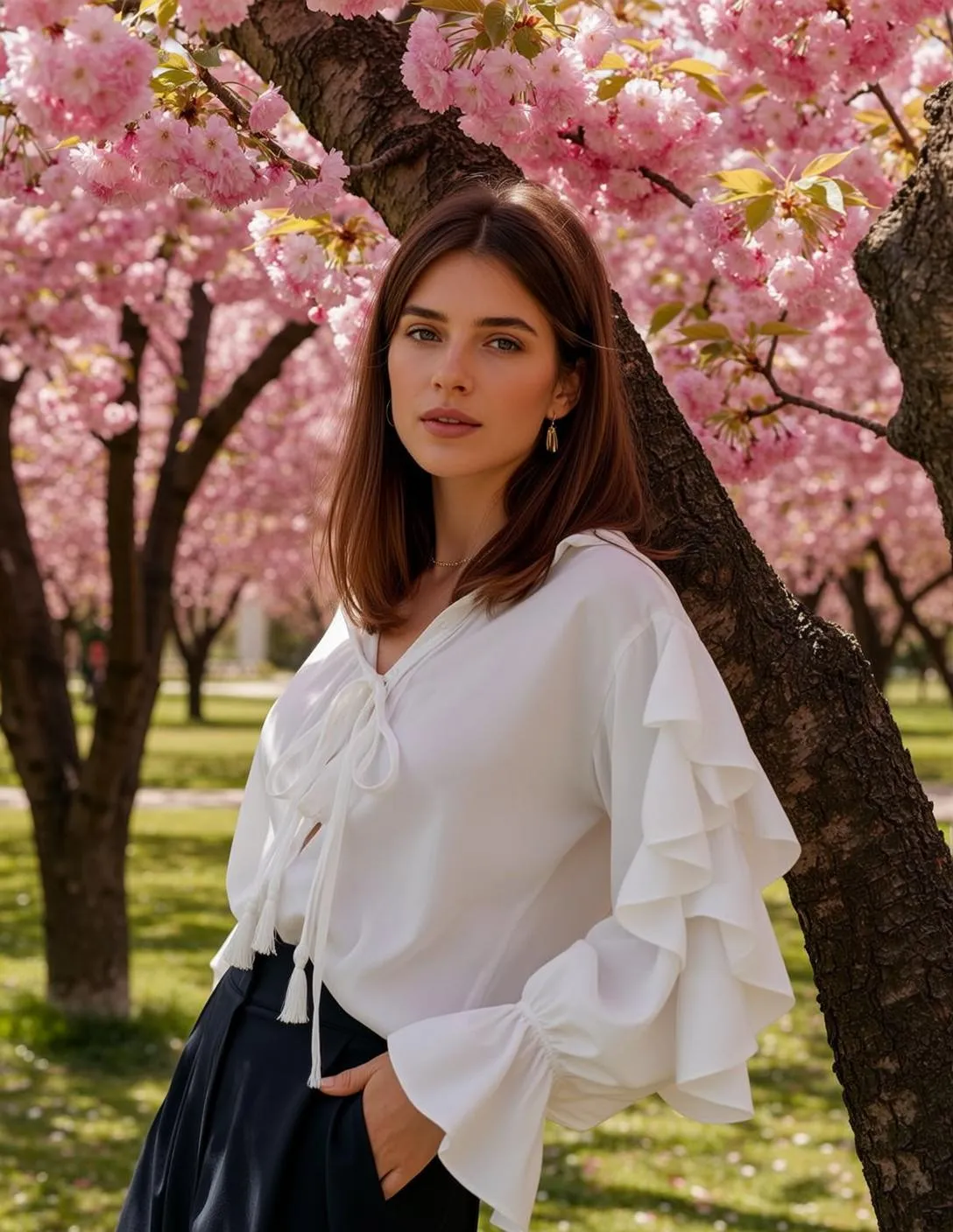 Earrings And Necklace In Park Portrait