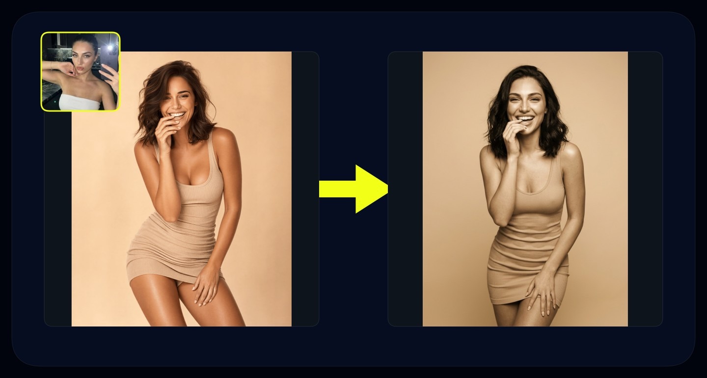 Lily remix walkthrough for Sepia Toned Laughing Woman In Beige Mini Dress