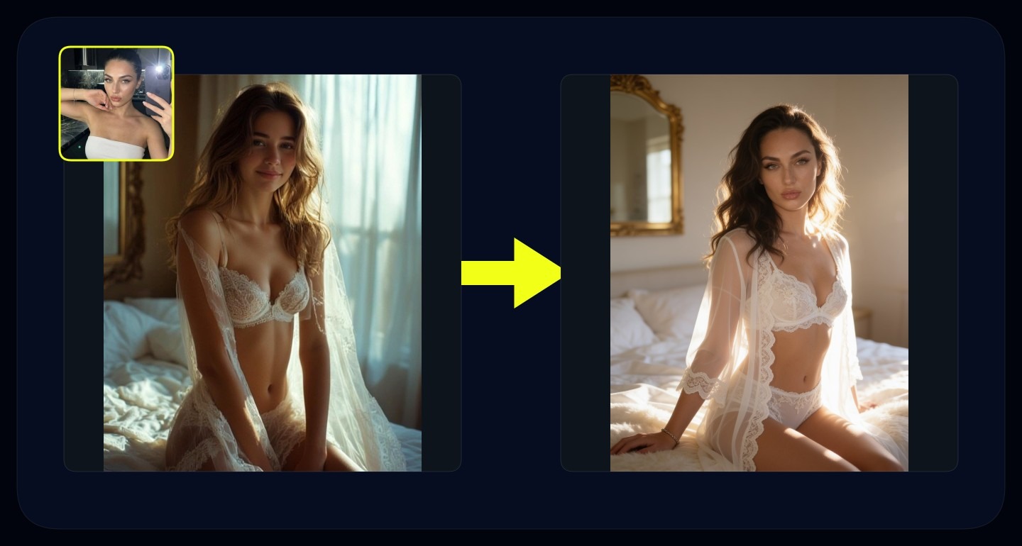Lily remix walkthrough for Sunlit Bedroom White Lace Lingerie Three Quarter Shot