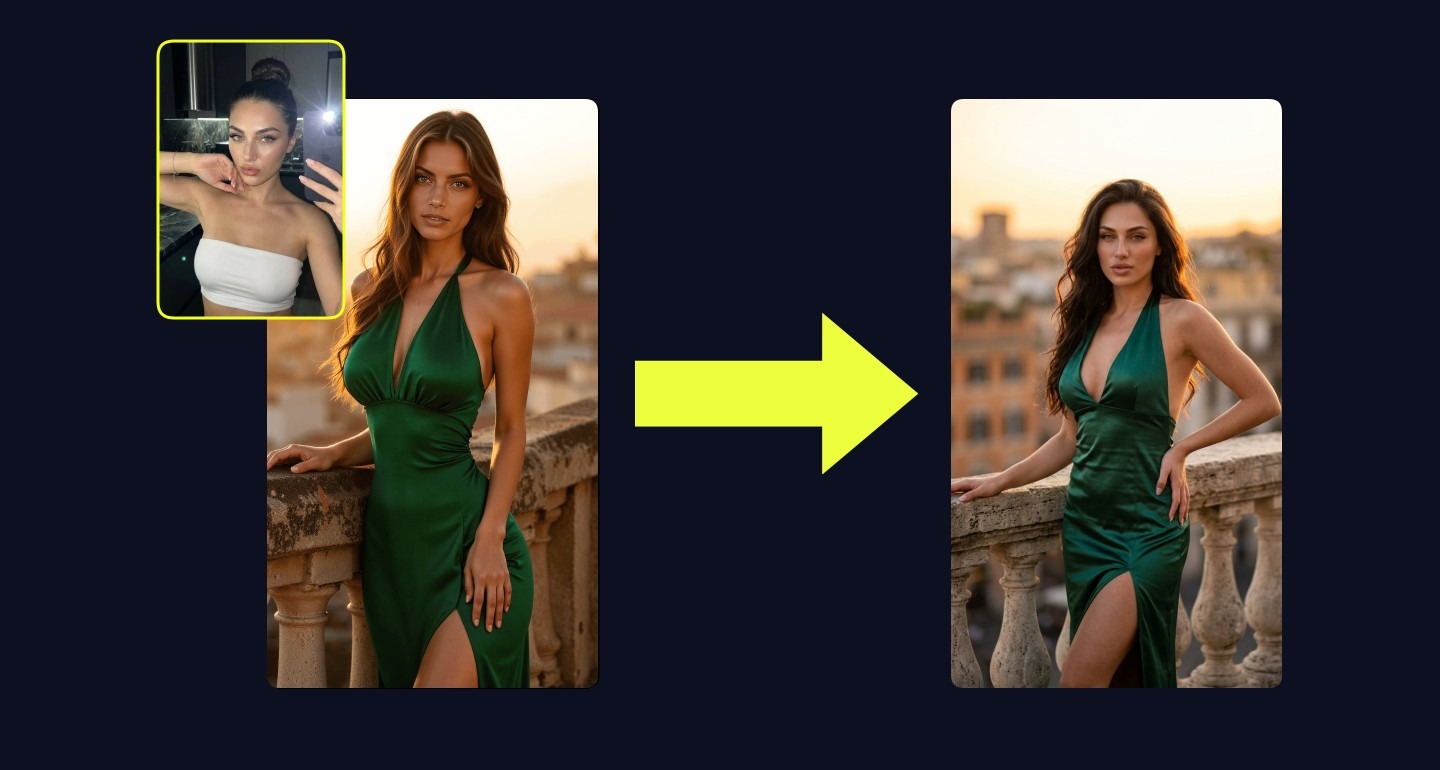 Lily remix walkthrough for Deep Emerald Green Satin Halter Dress Plunging On Outdoor Stone