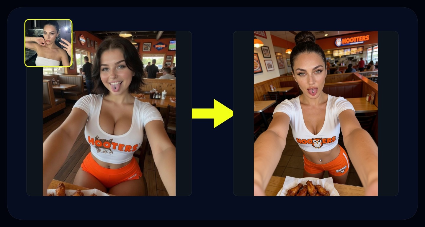 Lily remix walkthrough for Hooters Restaurant Selfie Playful Expression Tongue Piercing
