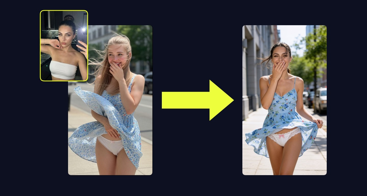 Lily remix walkthrough for Floral Dress On City Sidewalk Laughing