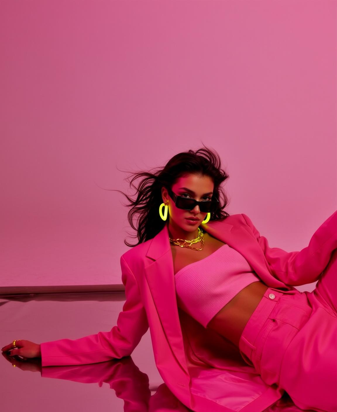 Barbiecore Posed Reclined Dynamic Position Leaning Back