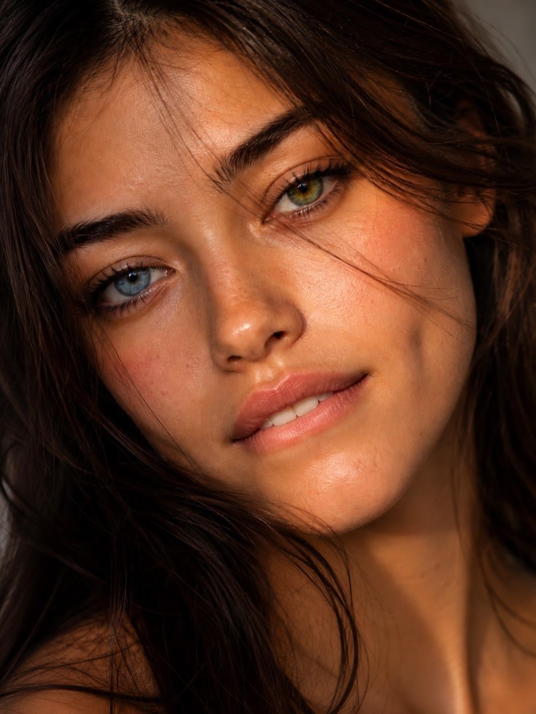 Golden Hour Close Up Portrait Calm Expression Tousled Hair