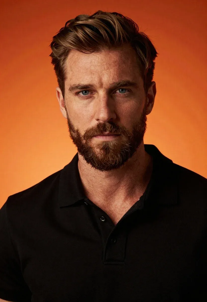 High-resolution Portrait Handsome Man With Short Brown Hair And Well-groomed