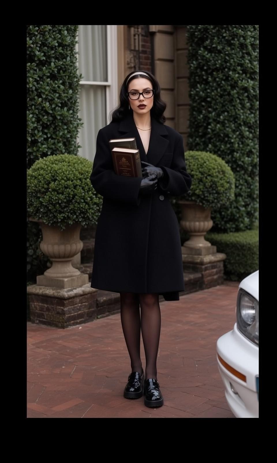 Black Coat Garden Book Pose