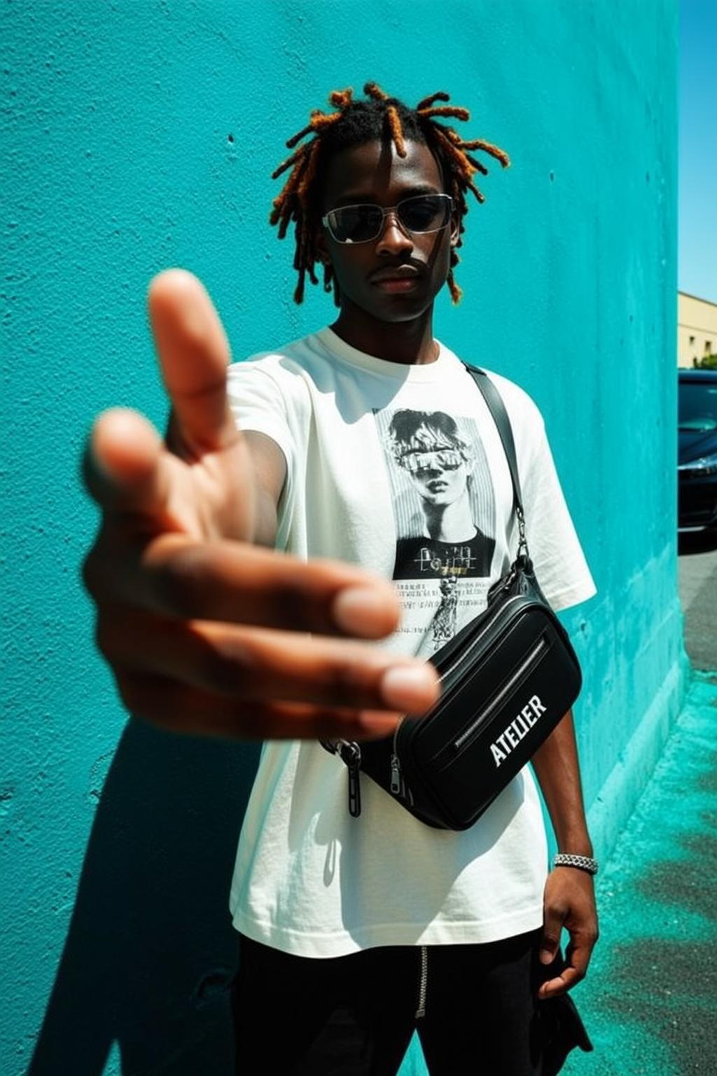 Young Black Short Dreadlocks Orange Tips Dark