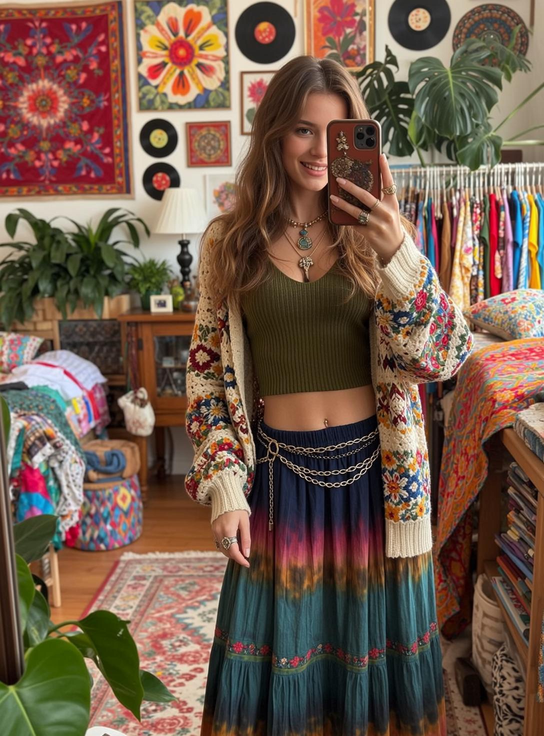 Indie Young Long Wavy Brown Hair Fair