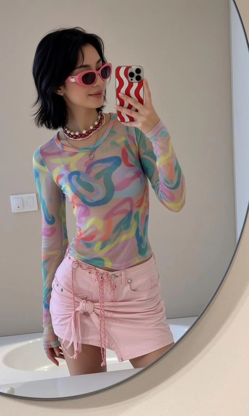 Sunglasses And Necklace In Bathroom