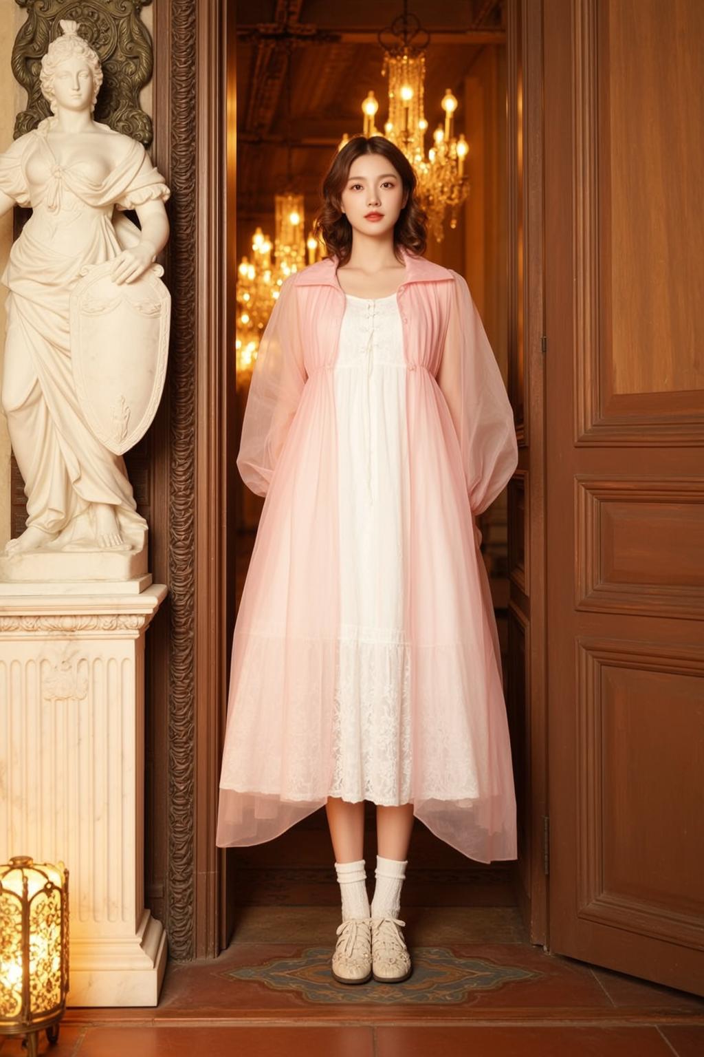 Pink Overlay Dress Ornate Interior
