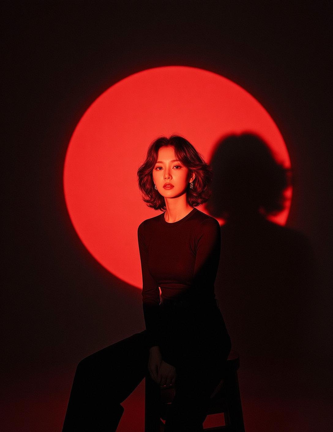 Red Spotlight Stool Portrait
