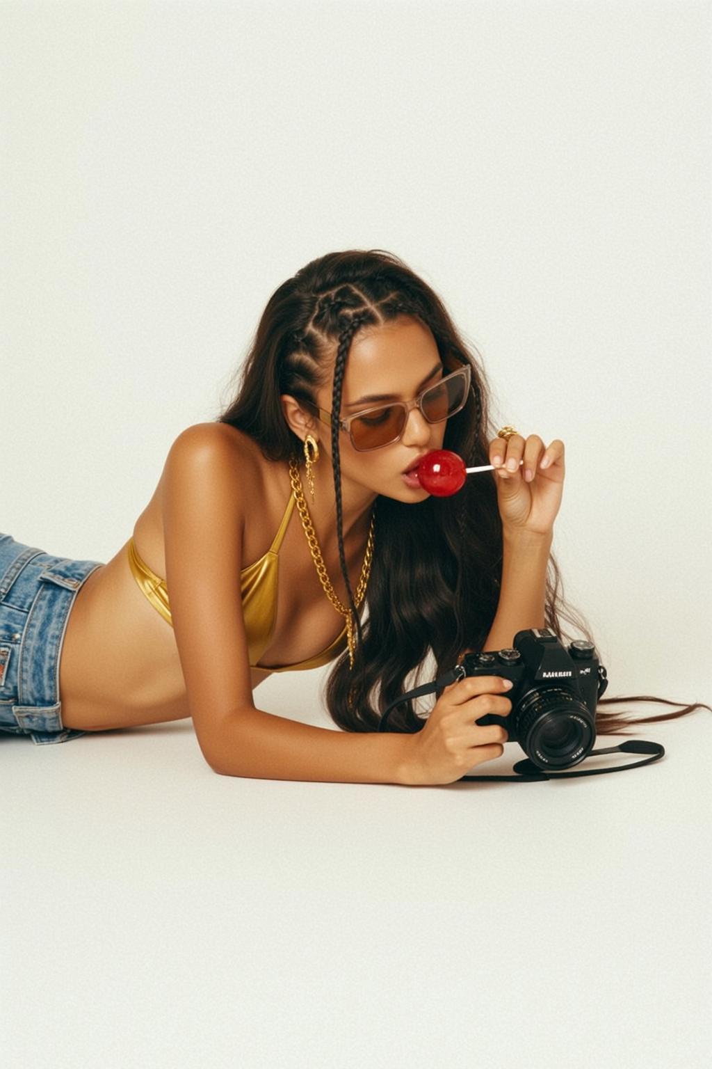 Creative Young Long Dark Braids Tan Gold