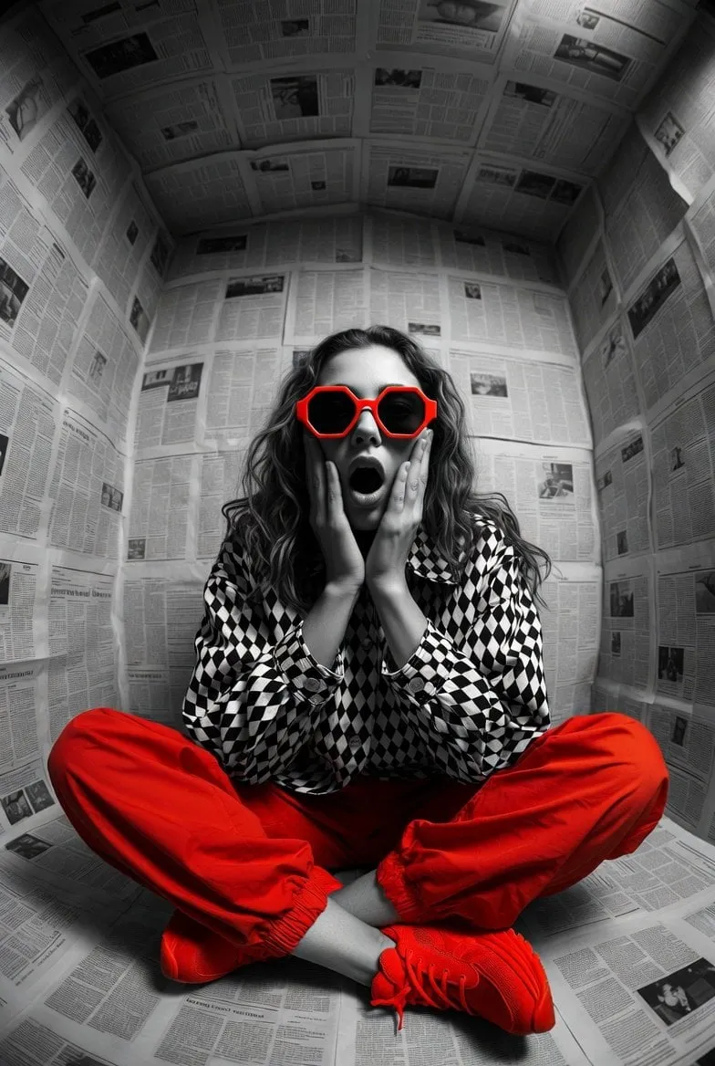 Newspaper Room Shocked Red Sunglasses