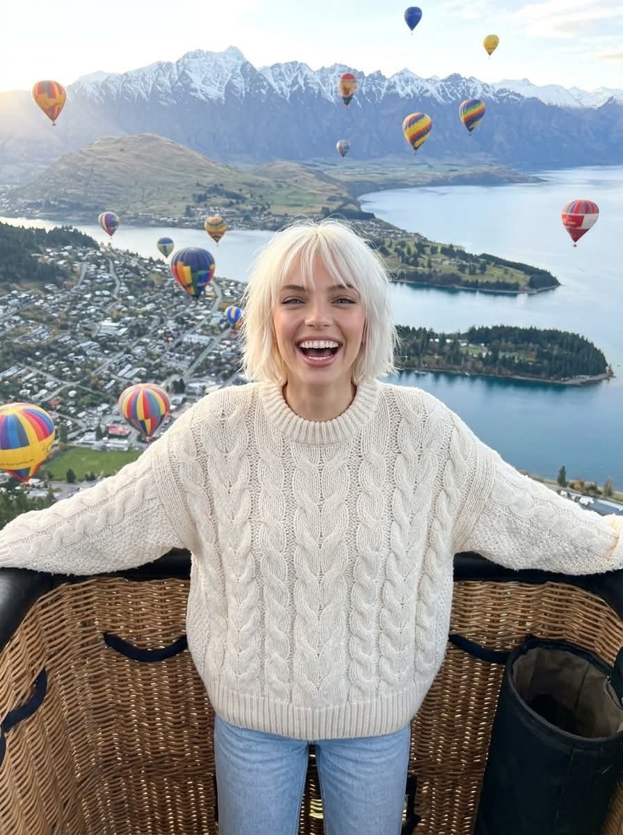 Laughing In Hot Air Balloon Basket Aerial View