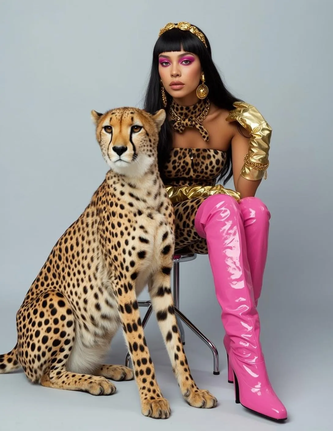 Explore Seated Chrome Stool Right Cheetah She