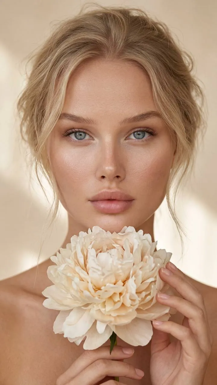 Realistic Portrait Loose Hair Flower