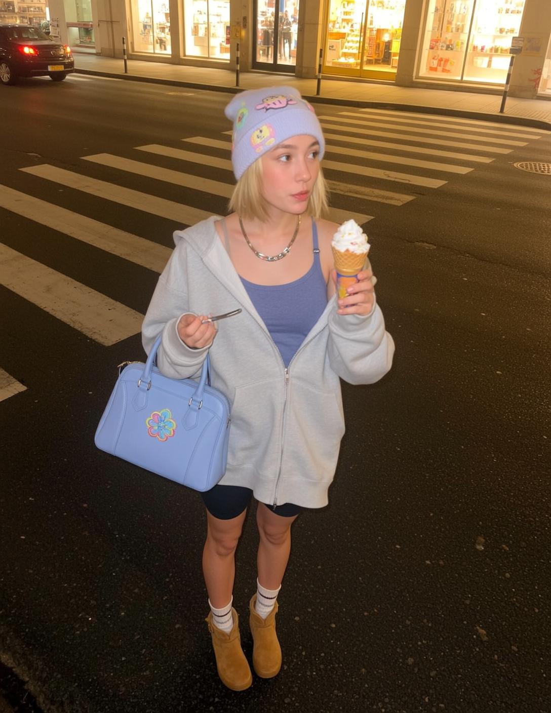 Night Street Ice Cream Woman Outfit