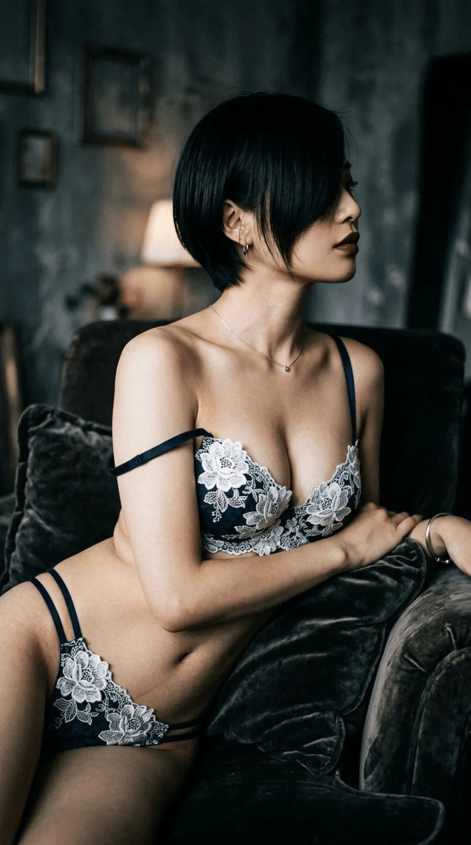 Boudoir Portrait Young Woman Profile Soft Lighting