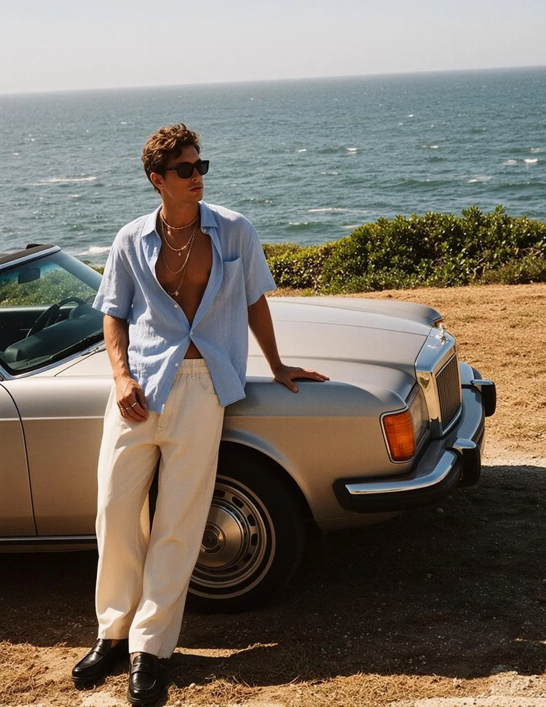 Sunglasses And Necklace In Coastal Road