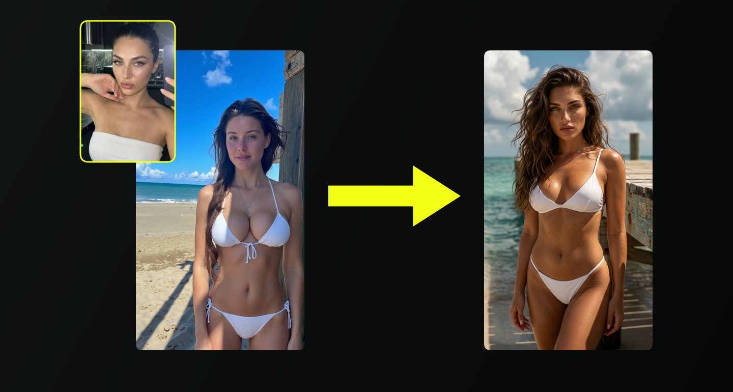 Lily remix walkthrough for Beach Bikini Woman Wooden Structure Wide Angle Cinematic