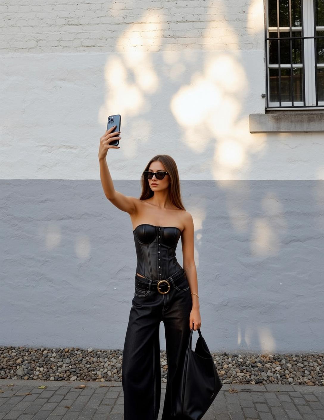 Brick Wall Selfie Black Corset Jeans