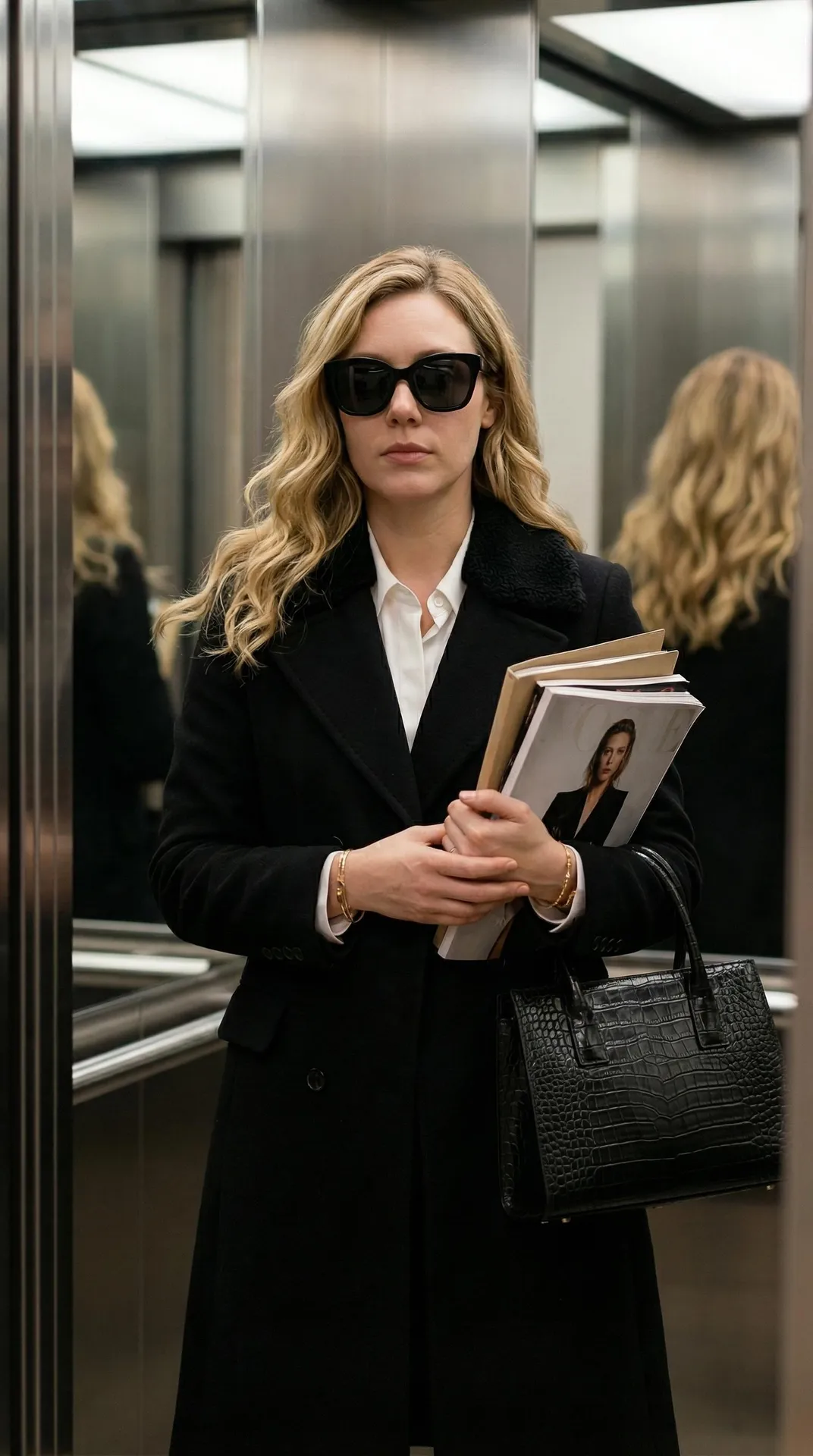 Sunglasses And Bracelets In An Elevator