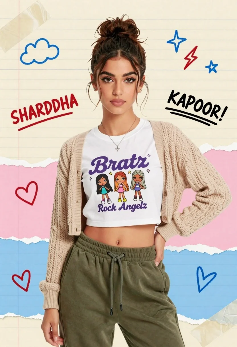 Confident Young Woman With Brown Hair Styled Messy Bun Stands