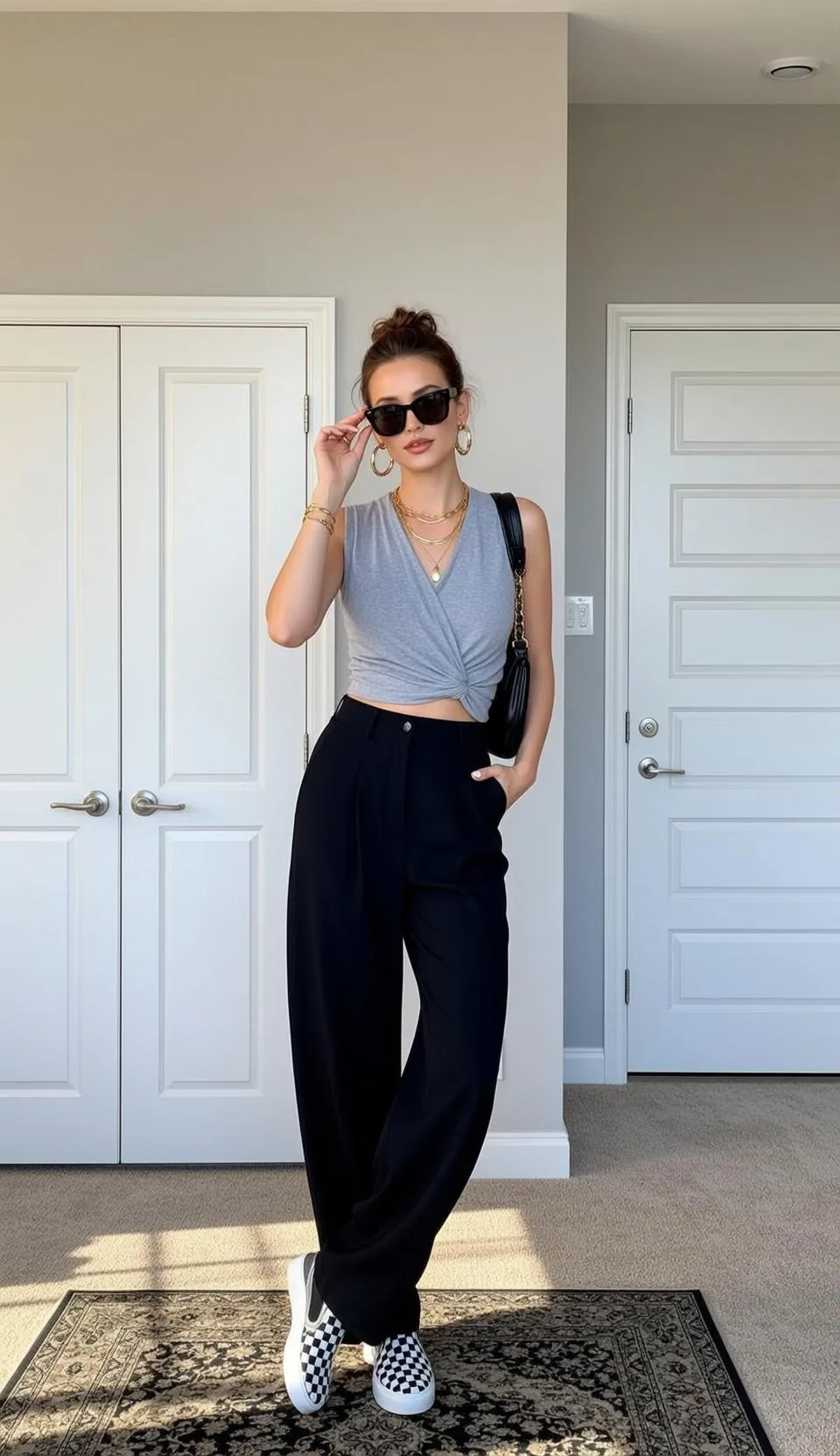 Sunglasses Earrings Necklace And Bracelets In Fashion Portrait