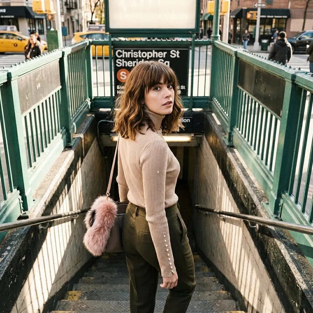 Subway Entrance City Staircase Looking Back
