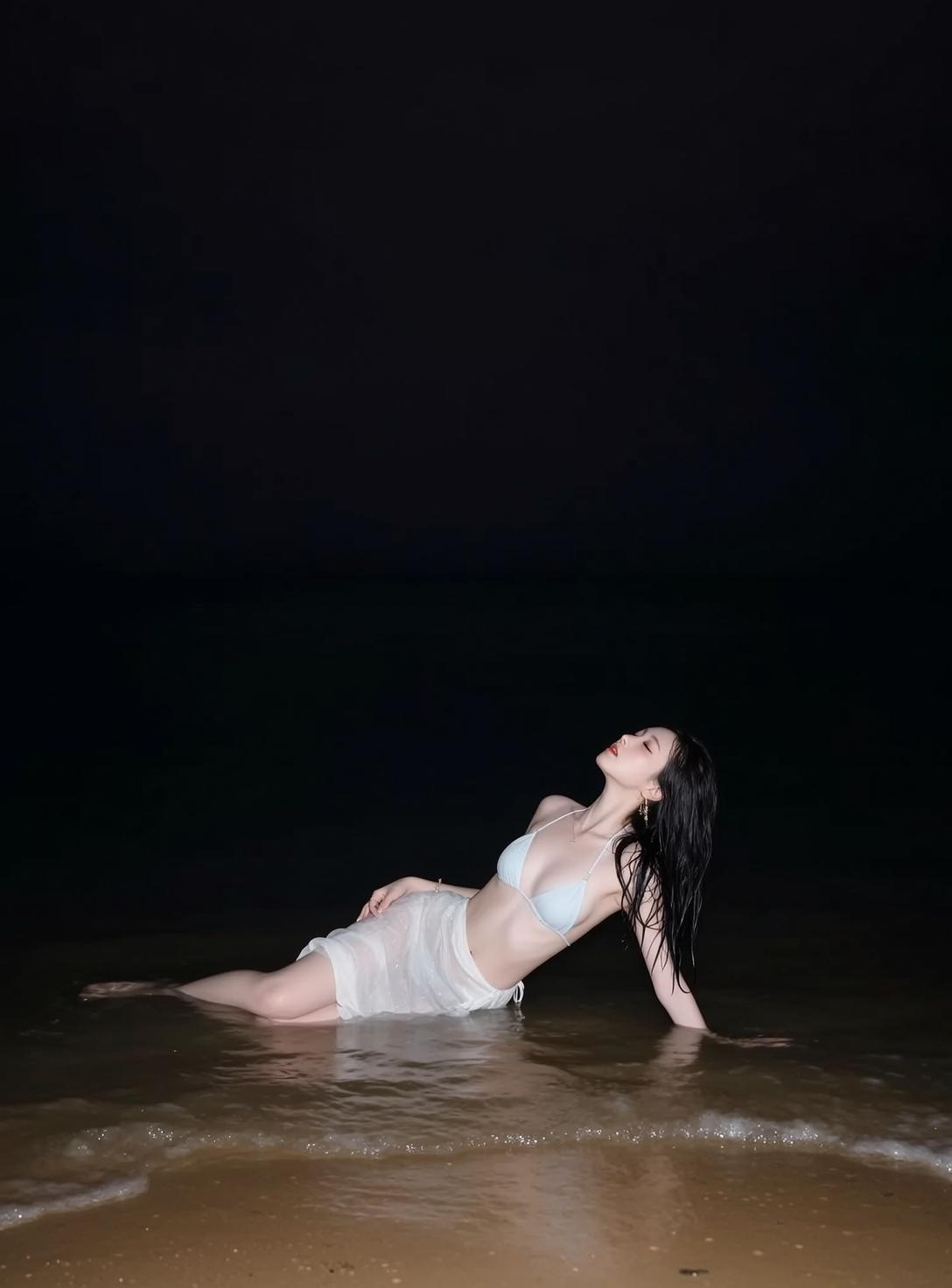 Vacation Young Long Black Wet Hair Fair